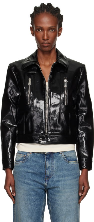 Jakke Coperni Coperni Cactus Faux-Leather Jacket Sort | COPBL34F6054, 0