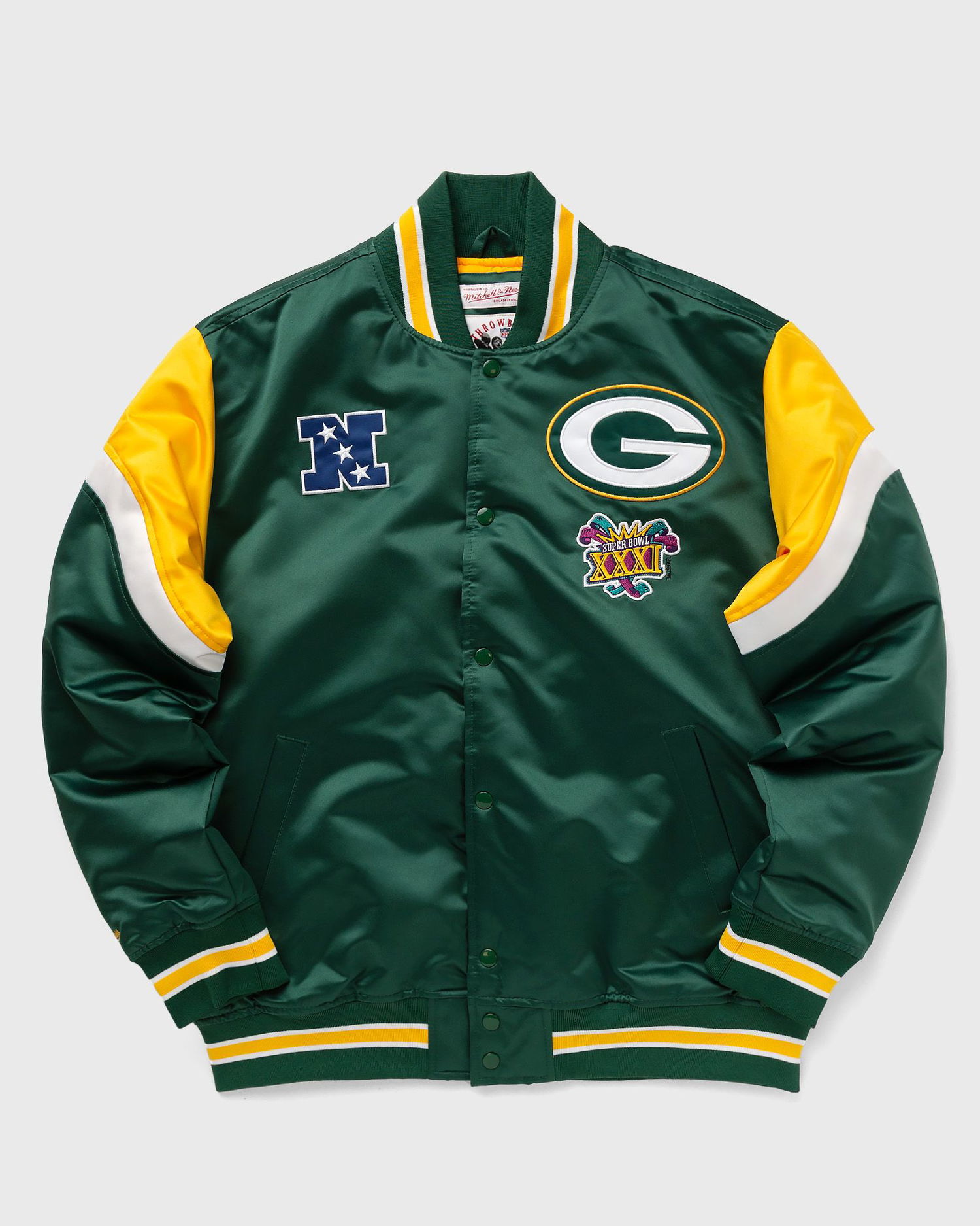 Bomberjakke Mitchell & Ness NFL HEAVYWEIGHT SATIN JACKET GREEN BAY PACKERS Grøn | OJBF5516-GBPYYPPPBUGN, 0