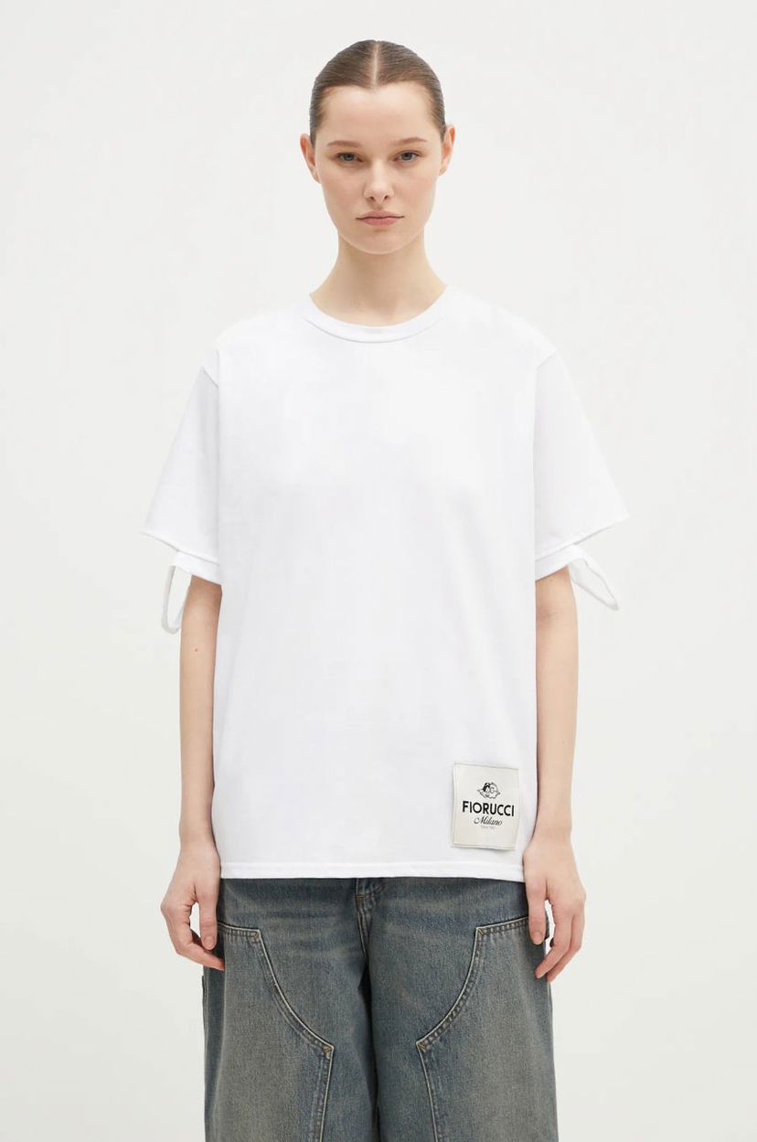 T-shirt Fiorucci Distressed Tie-Sleeve Graphic T-Shirt Hvid | M01FMTSH101CJ01WH06