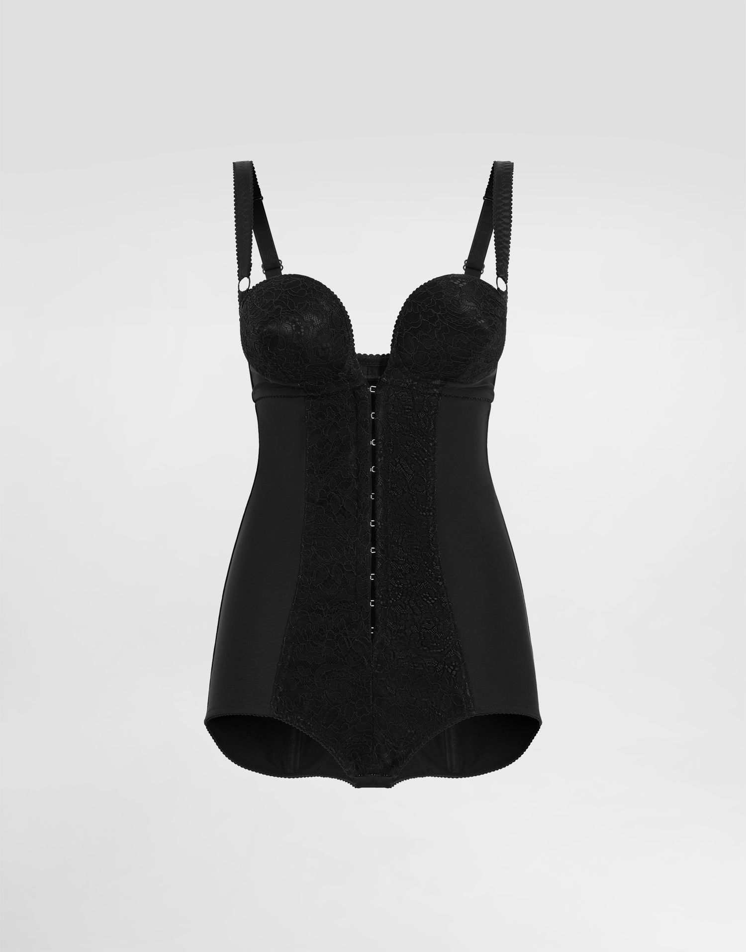 Krop Dolce & Gabbana Dolce & Gabbana Lace Bodysuit with Deep Neckline and Conical Cups Sort | F7AR0TGDC1ON0000, 0