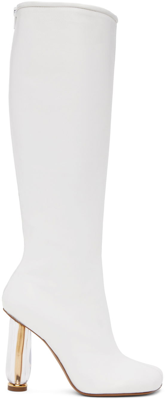 Sneakers og sko Dries Van Noten Dries Van Noten Cylindrical Heel Knee-High Boots Hvid | WS231-682-112
