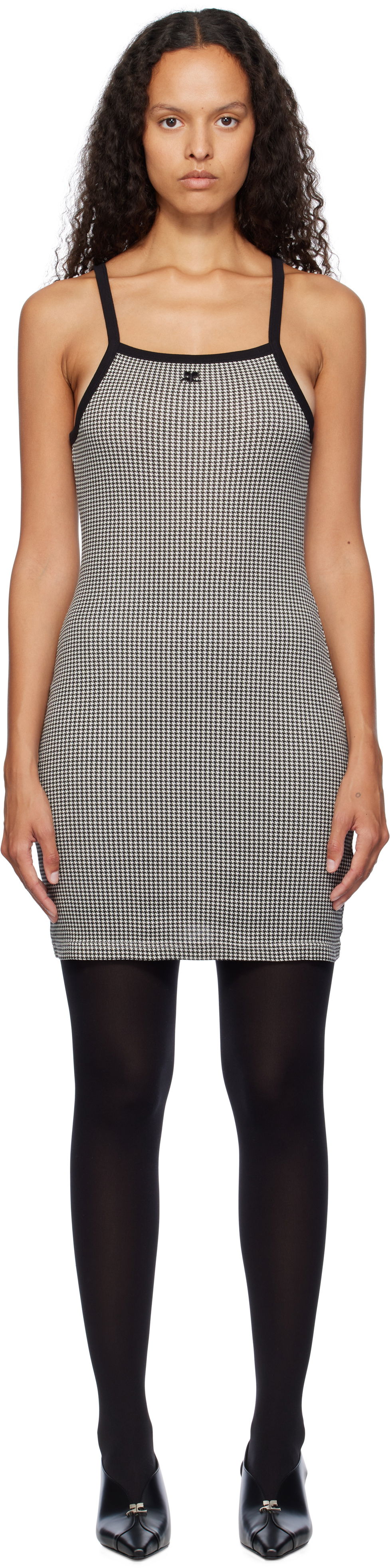 Kjole Courrèges Courrèges Houndstooth Mini Dress Sort | 324JRO458JS0167, 0