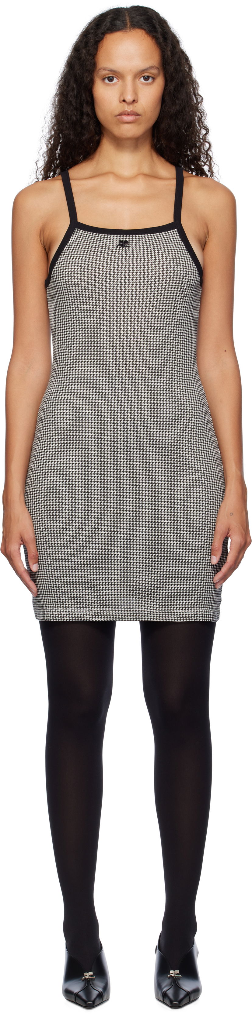 Kjole Courrèges Courrèges Houndstooth Mini Dress Sort | 324JRO458JS0167