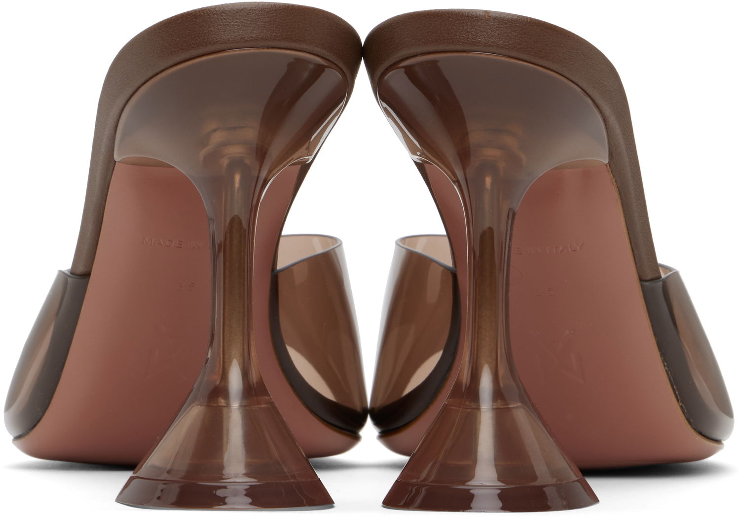 Tilbehør Amina Muaddi Amina Muaddi Lupita Glass Slipper Heeled Sandals Brun | LUPITA GLASS SLIPPER, 1