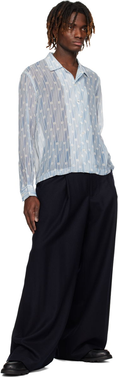 Skjorte Bode Bode Meridian Print Shirt Blå | MRS25SH034, 3