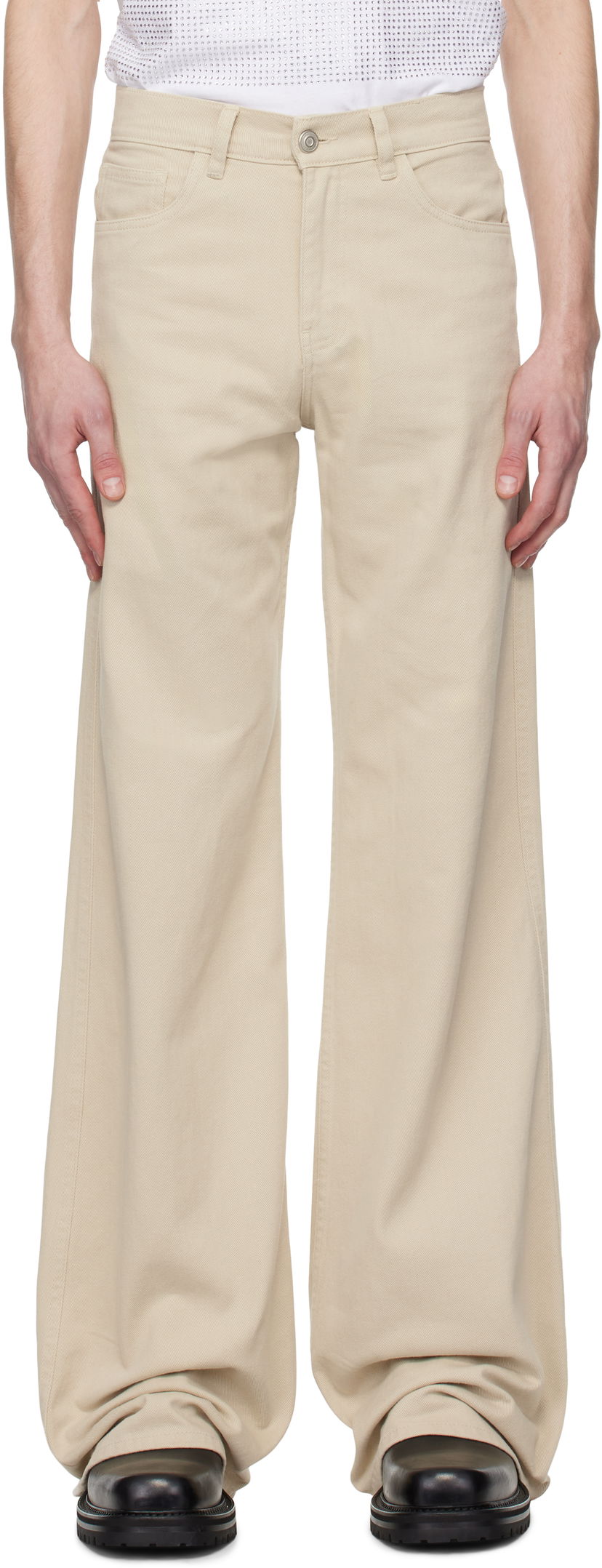 Bukser Coperni Coperni Wide Leg Jeans Beige | COPP95F2021MEN