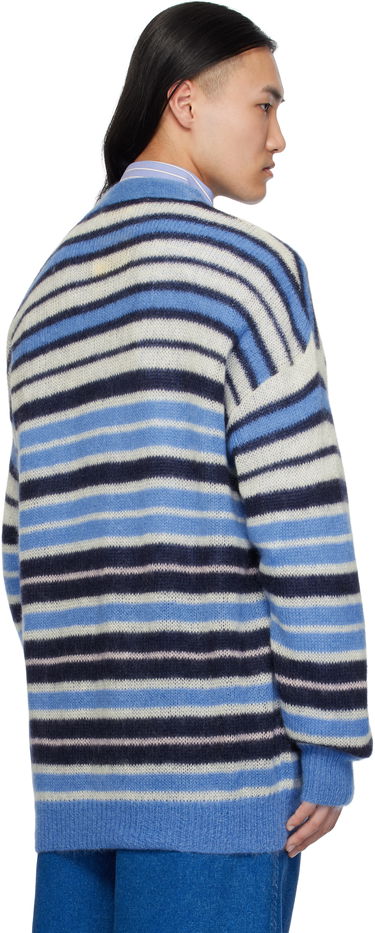 Sweater Marni Marni Lightweight Fuzzy Wuzzy Stripe Cardigan Blå | CDMG0153Q0 UFU178, 2