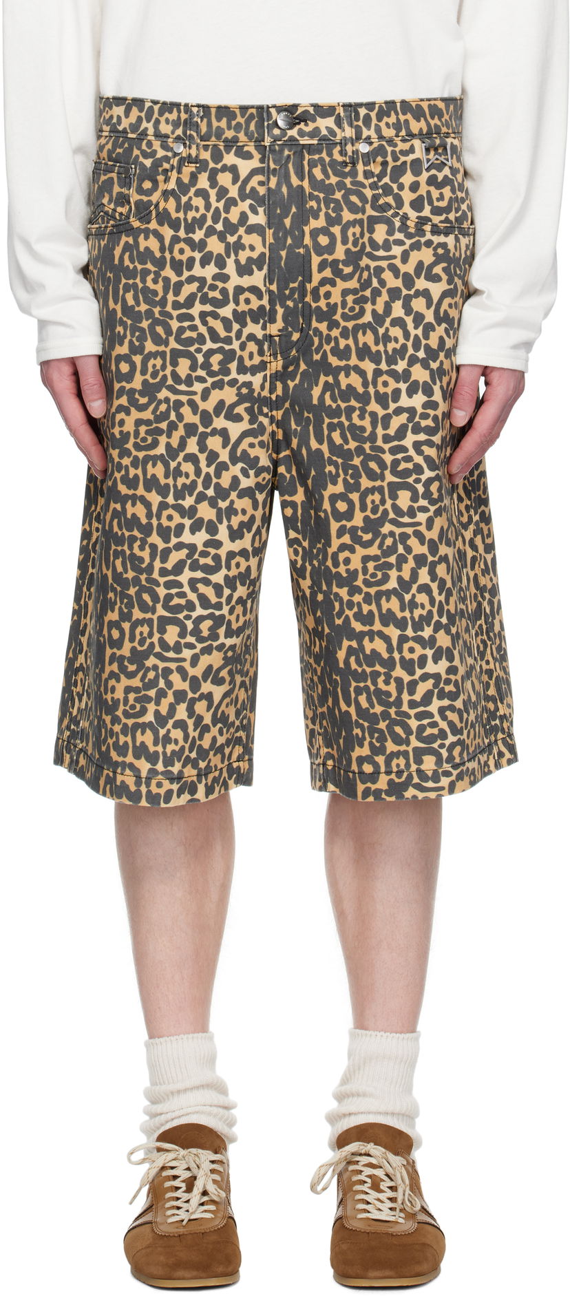 Shorts Rhude Rhude Leopard Traxedo Baggy Denim Shorts Gul | RHSS25SH05012