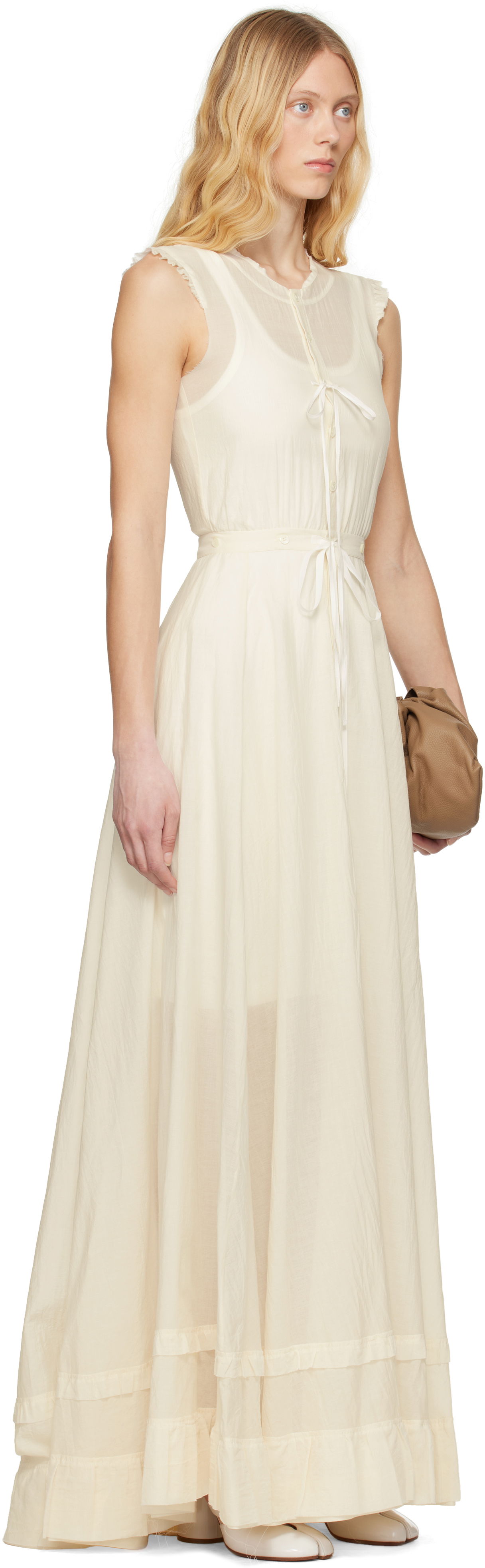 Kjole Maison Margiela MM6 Maison Margiela Cotton Voile Maxi Dress Hvid | S62DG0045 M35440, 1