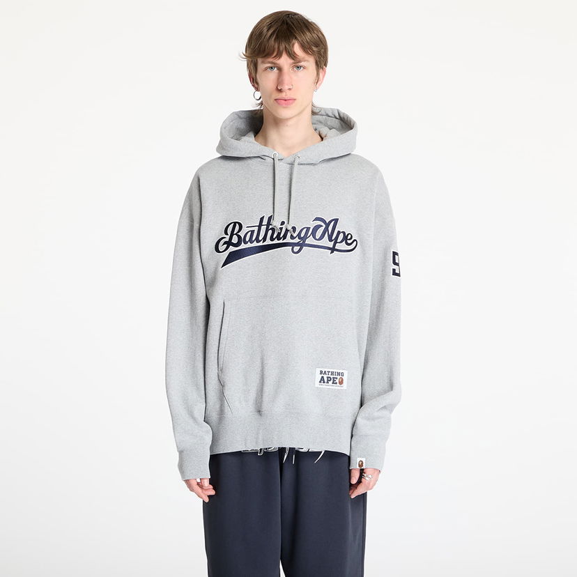 Sweatshirt BAPE A BATHING APE Baseball Logo Relaxed Fit Pullover Hoodie Grå | 001PPL301004MGRA