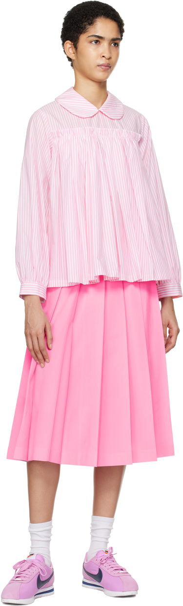 Nederdel Comme des Garçons Comme des Garçons Girl Tropical Wool Pleated Midi Skirt Lyserød | NN-S003-051, 3