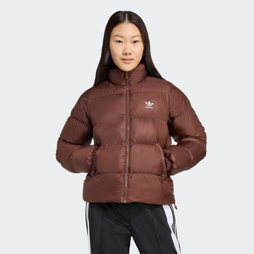 Puffer jakke adidas Performance Adicolor Short Puffer Jacket Brun | JX2948