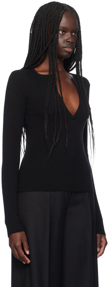 Krop Max Mara Max Mara Urlo Ribbed Knit Sweater Sort | 2421366111600, 3