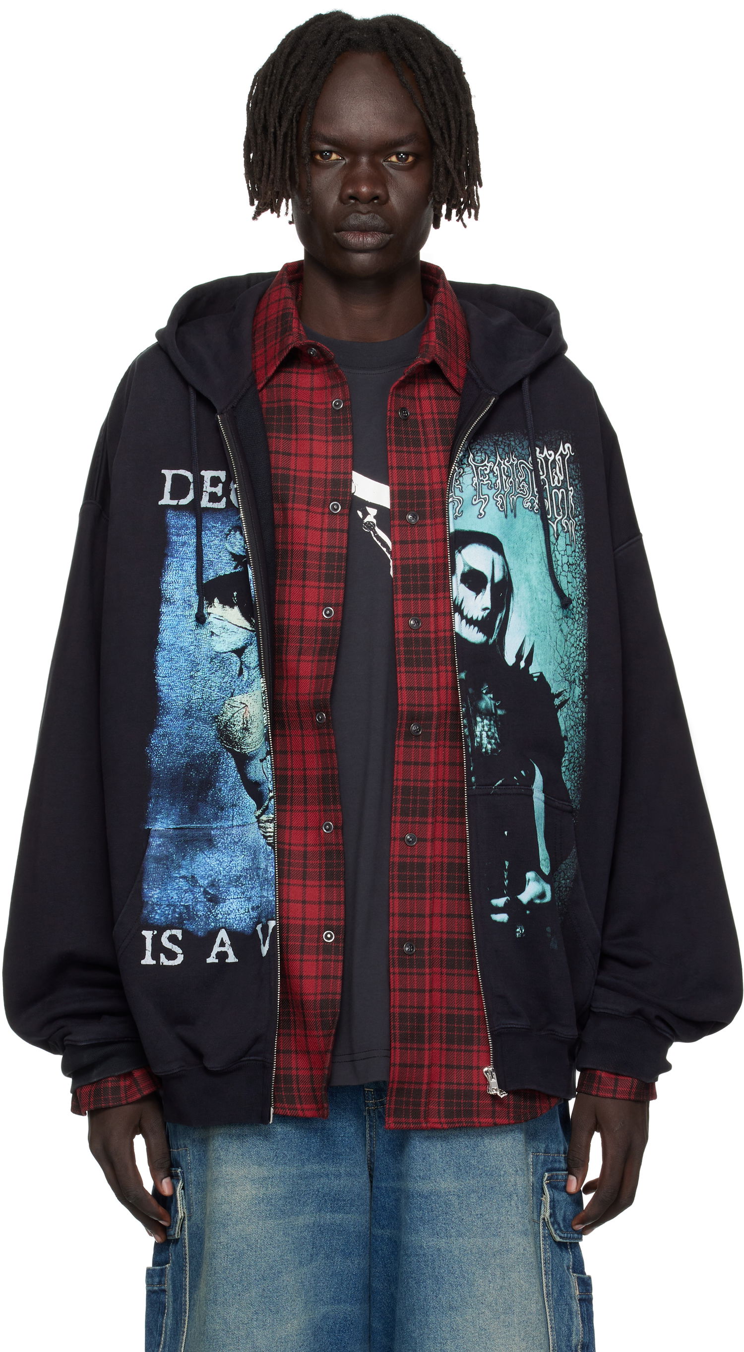 Sweatshirt VETEMENTS Vetements Cradle of Filth Cut-Up Oversized Zip-Up Hoodie Sort | UCF76ZU950BB, 0
