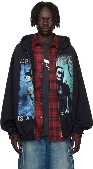 Sweatshirt VETEMENTS Vetements Cradle of Filth Cut-Up Oversized Zip-Up Hoodie Sort | UCF76ZU950BB, 0