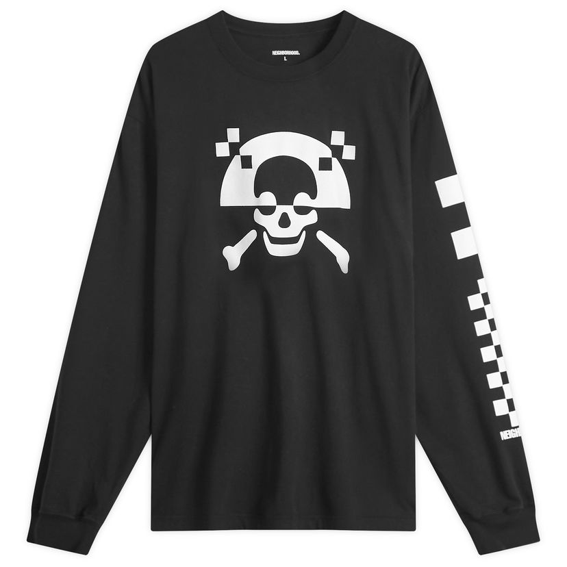 T-shirt Neighborhood Neighborhood LS-5 Skull Print Long Sleeve T-Shirt, Size Large Sort | 242PCNH-LT05-BLK