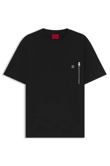 T-shirt BOSS HUGO Interlock Cotton T-Shirt with Zip Pocket Sort | 50542566