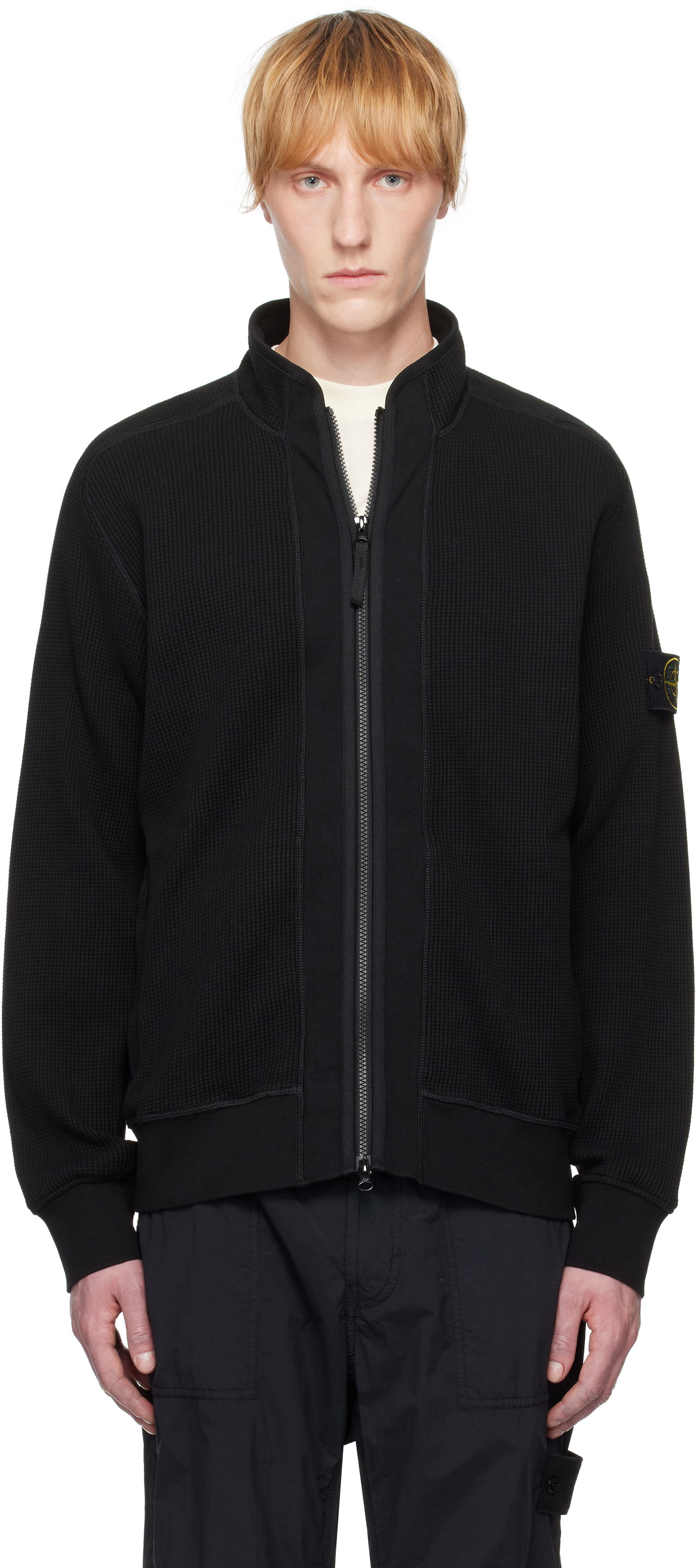 Sweater Stone Island Stone Island Waffle Fleece Sweatshirt Sort | K1S15 6100007 S0044, 0
