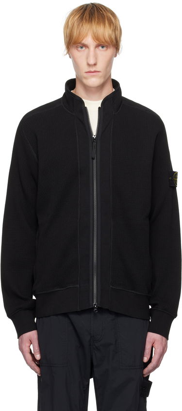 Sweater Stone Island Stone Island Waffle Fleece Sweatshirt Sort | K1S15 6100007 S0044, 0