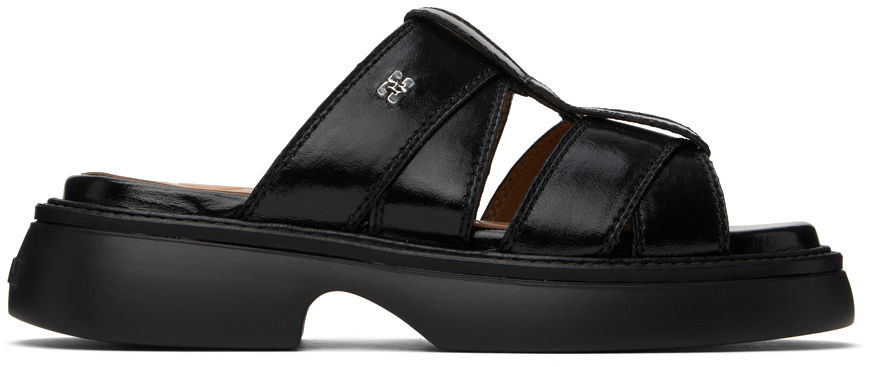 Sneakers og sko GANNI Mule Leather Sandals Sort | S2623, 0