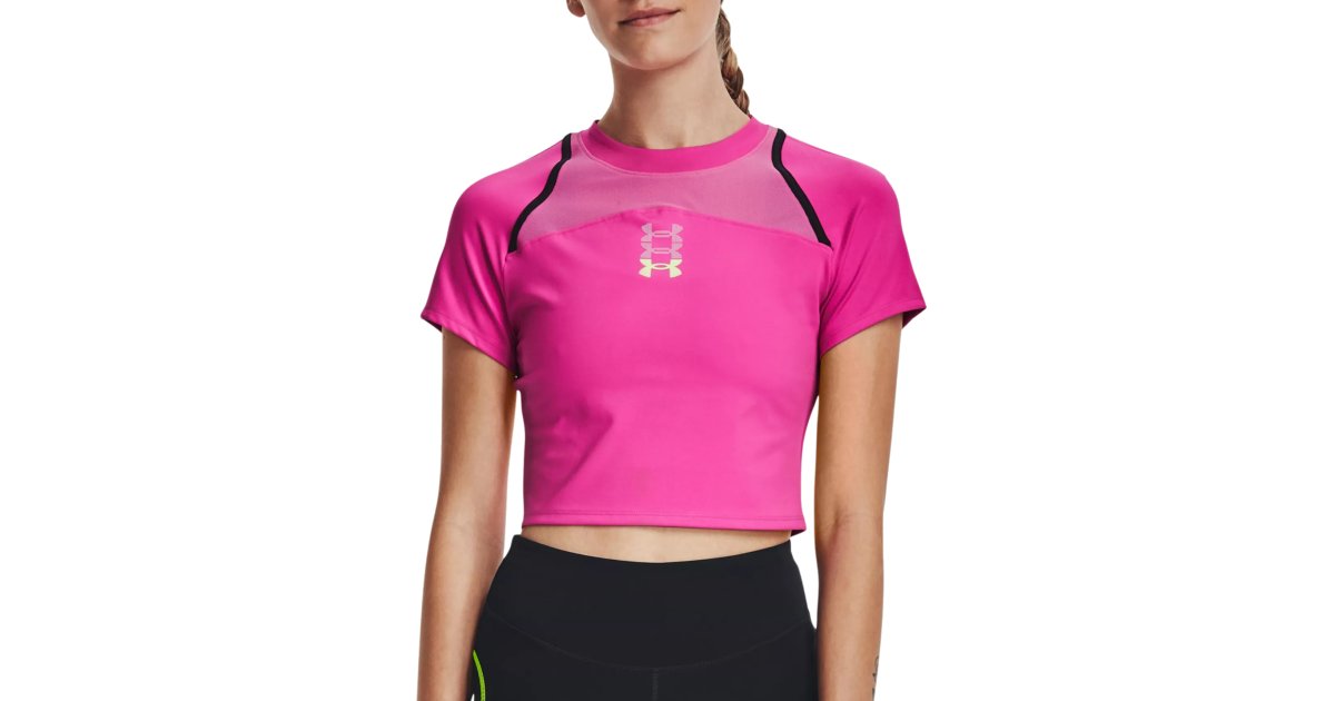 Crop top Under Armour Run Anywhere Crop Tee Lyserød | 1376816-652, 1