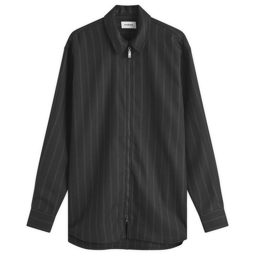 Jakke Soulland Zip Shirt Jacket With Pattern Sort | 42029-1325-BLK