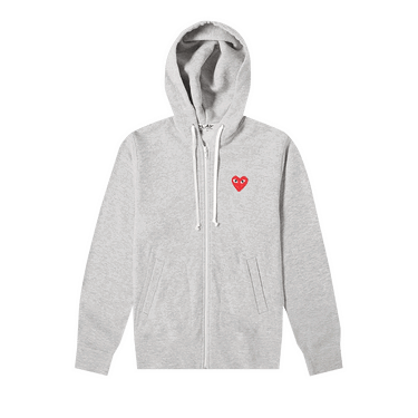 Sweatshirt Comme des Garçons PLAY Heart Full Zip Hoodie Grå | P1T249, 0