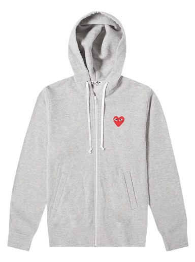 Sweatshirt Comme des Garçons PLAY Heart Full Zip Hoodie Grå | P1T249