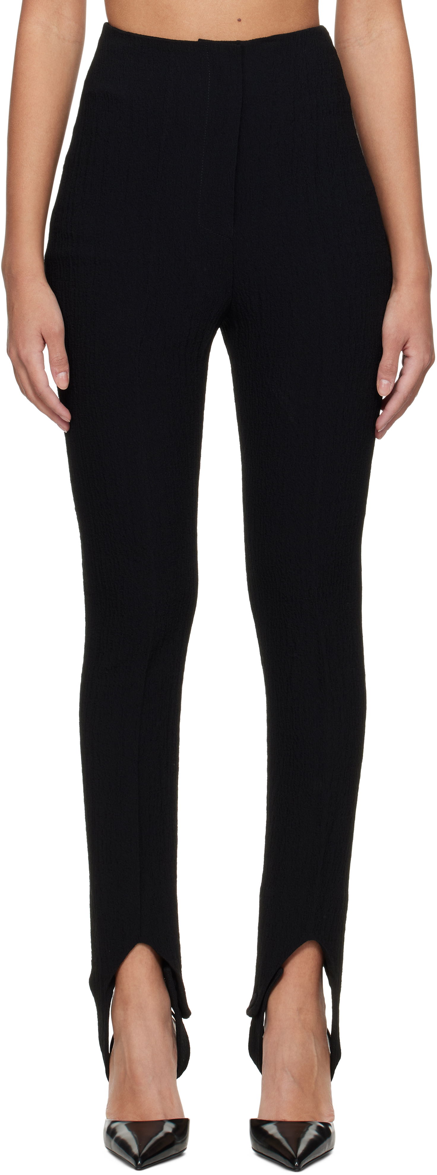 Bukser Nanushka Nanushka Savita Seersucker Stirrup Trousers Sort | NW25RSPA20199, 0