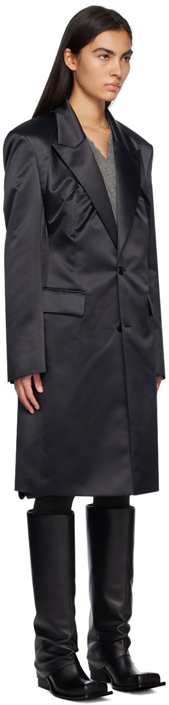 Frakker We11done Single-Breasted Satin Coat Sort | WD-CT1-23-043-W-BK, 1