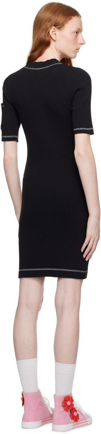 Kjole Moschino Moschino Jeans Button Ribbed Knit Mini Dress Sort | 0425 8266, 2