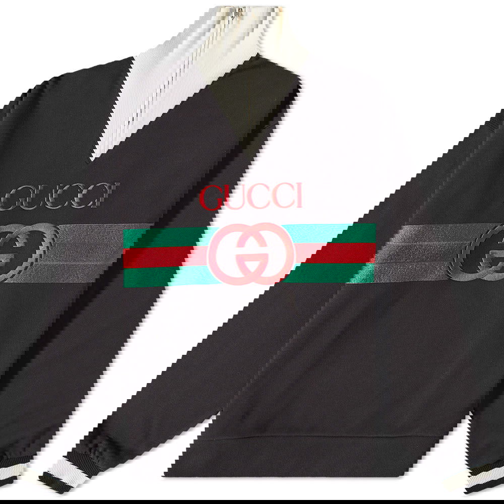 Sweatshirt Gucci Logo Quarter Zip Sweat Sort | 727929-XJE84-1283, 0