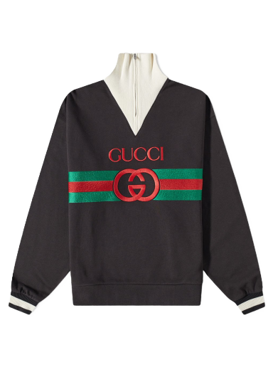 Sweatshirt Gucci Logo Quarter Zip Sweat Sort | 727929-XJE84-1283