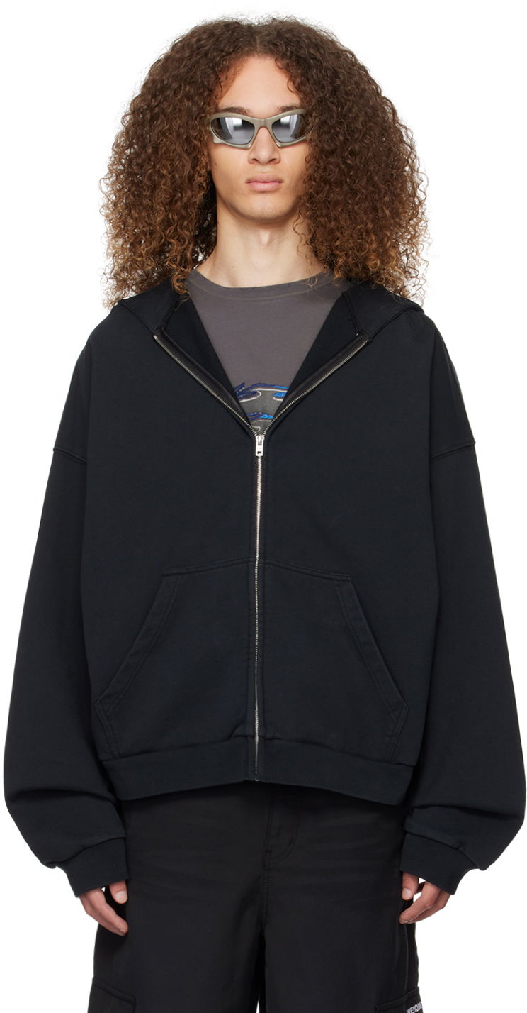 Sweatshirt We11done We11done Oversized Zip-Up Hoodie Sort | WD-TJ0-24-813-U-BK
