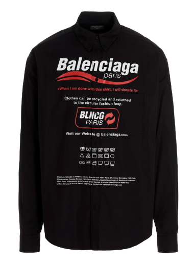 Skjorte Balenciaga Dry Cleaning Logo Shirt Sort | 664626TEM161000