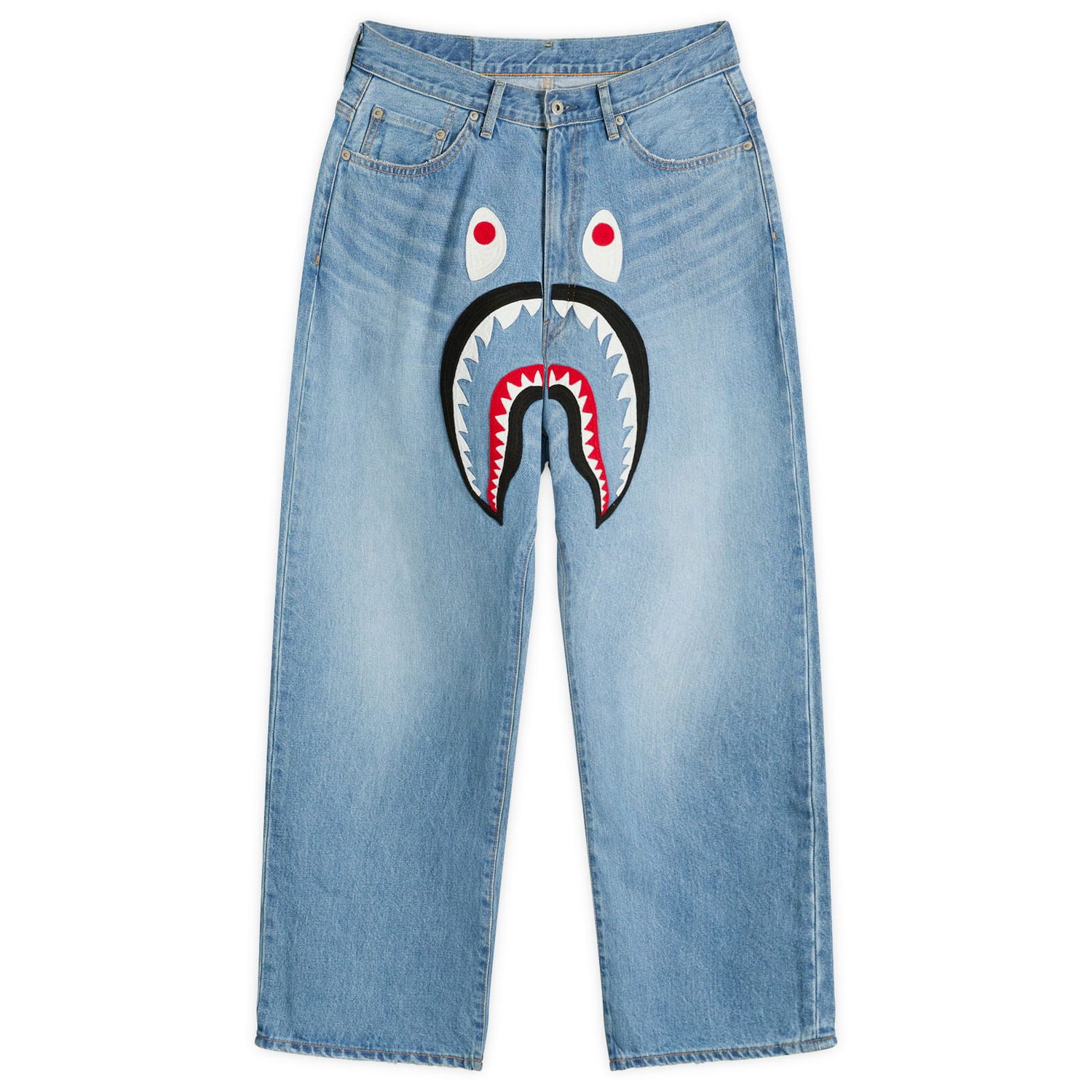 Jeans BAPE A Bathing Ape Shark Loose Fit Jeans, Size Small Blå | 001DPL801006M-IND, 1