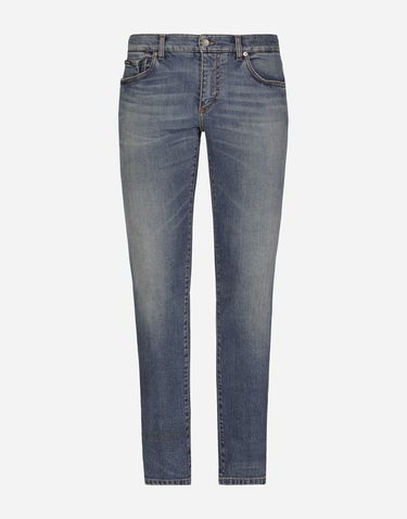 Jeans Dolce & Gabbana Washed Skinny Stretch Jeans With Whiskering Blå | GY07LDG8JV6S9001, 0