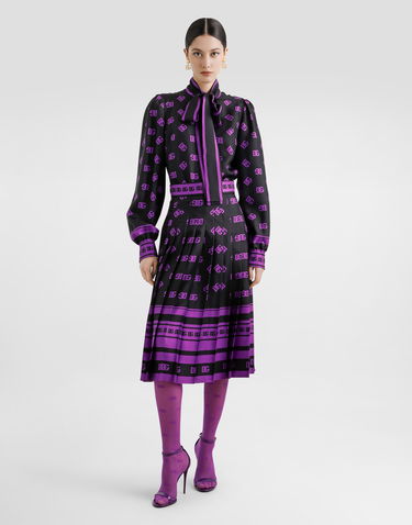Nederdel Dolce & Gabbana Dolce & Gabbana DG Logo Print Long Pleated Skirt Sort | F4C2GTHI1Z7HN9BP, 3