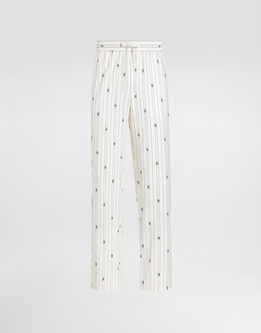 Bukser Dolce & Gabbana Dolce & Gabbana Logo Striped Drawstring Trousers Hvid | GVRMATHJMQRS8350, 0
