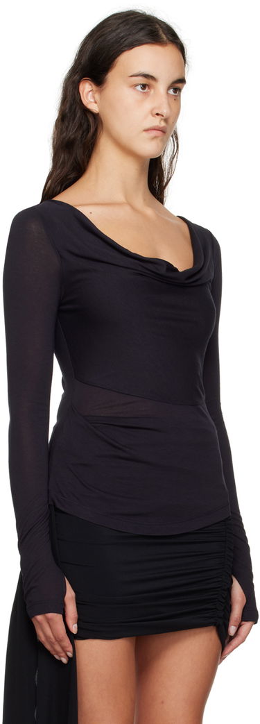 T-shirt Helmut Lang Helmut Lang Cowl Neck Long Sleeve T-Shirt Sort | N06HW522, 1