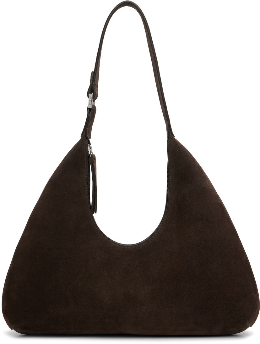 Skuldertaske BY FAR BY FAR Amber Suede Shoulder Bag Brun | MWBSB001KL009BR054PL