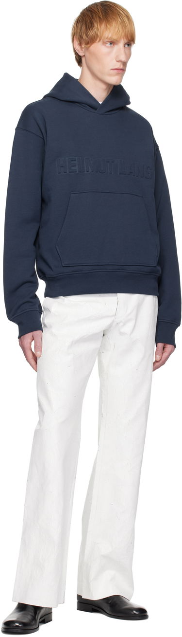 Sweatshirt Helmut Lang Helmut Lang Embossed Logo Hoodie Mørkeblå | P01HM507, 3