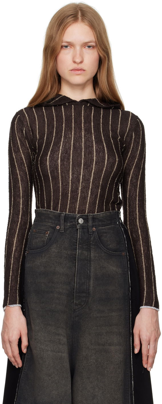 Sweatshirt Maison Margiela Pinstripes Underpinning Hoodie Brun | S62HA0090 M13077, 0
