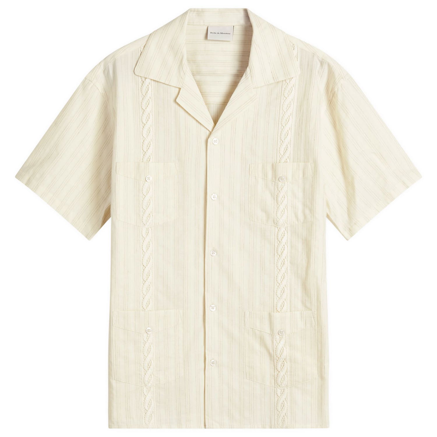 Skjorte Drôle de Monsieur Drôle de Monsieur Cuban Shirt, Size Large Beige | G-SH212-CO183-EC, 0