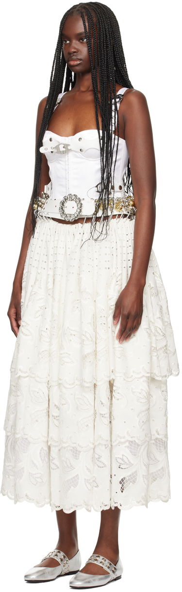 Kjole Chopova Lowena Chopova Lowena Beaded Carabiner Maxi Dress Hvid | W6326, 3
