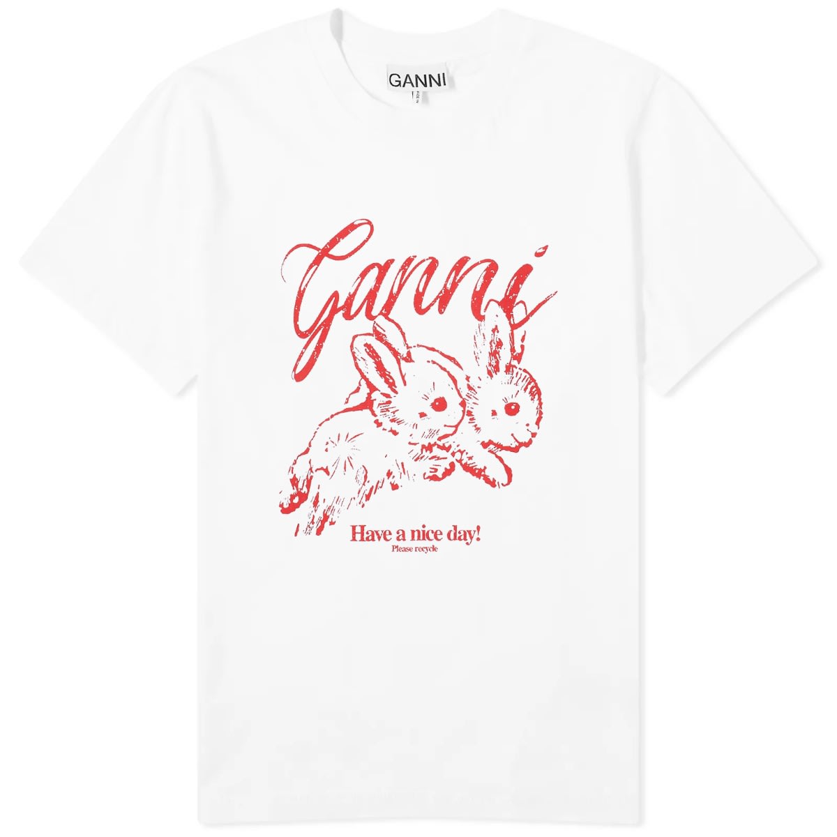 T-shirt GANNI GANNI Bunnies Relaxed T-Shirt Hvid | T3994-151, 0