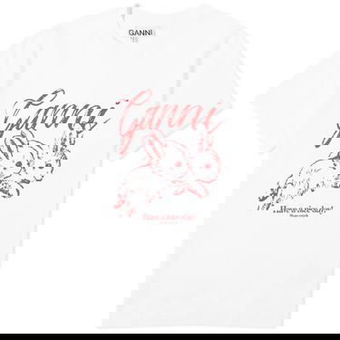 T-shirt GANNI GANNI Bunnies Relaxed T-Shirt Hvid | T3994-151, 0