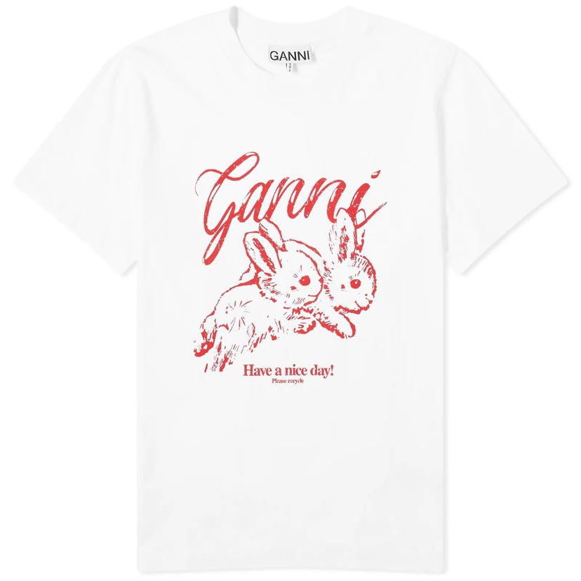T-shirt GANNI GANNI Bunnies Relaxed T-Shirt Hvid | T3994-151