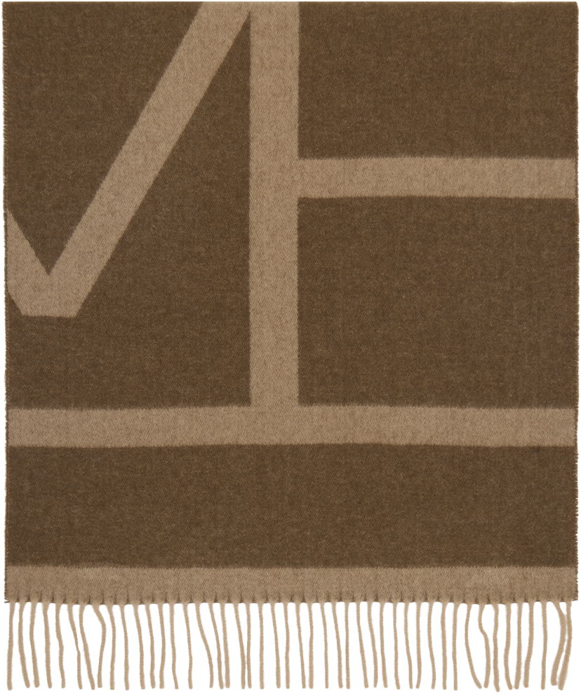 Tørklæde TOTEME TOTEME Monogram Jacquard Wool Scarf Brun | 234-WSC908-FB0050