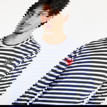 T-shirt Comme des Garçons Comme des Garçons PLAY Stripe Emblem Long Sleeve Tee Mørkeblå | AX-T806 NAVYxWHITE, 2